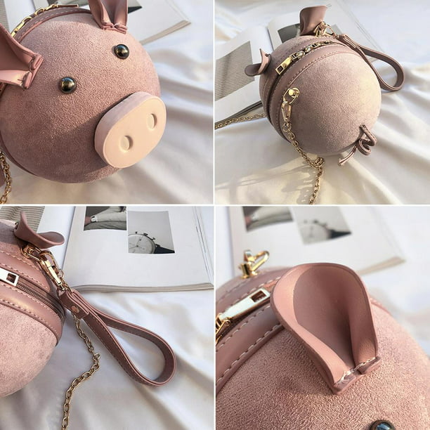 Pink Fly Pig Girl Round Crossbody Shoulder Bags Adjustable Top Handle Bags Satchel for Women 